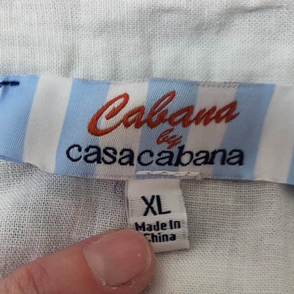 Cabana by CasaCabana white linen blend button-up swimsuit coverup NWOT  size XL - Picture 4 of 9